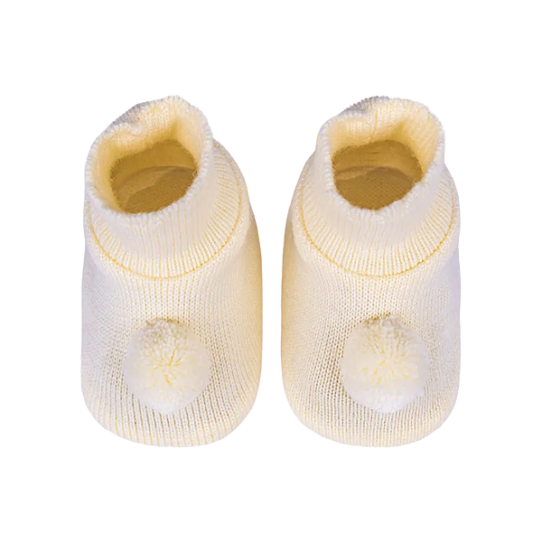 Sapatinho Pompom Amarelo Liso - Sanches Baby