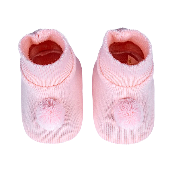 Sapatinho Pompom Rosa Liso - Sanches Baby