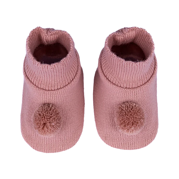 Sapatinho Pompom Rosê Liso - Sanches Baby