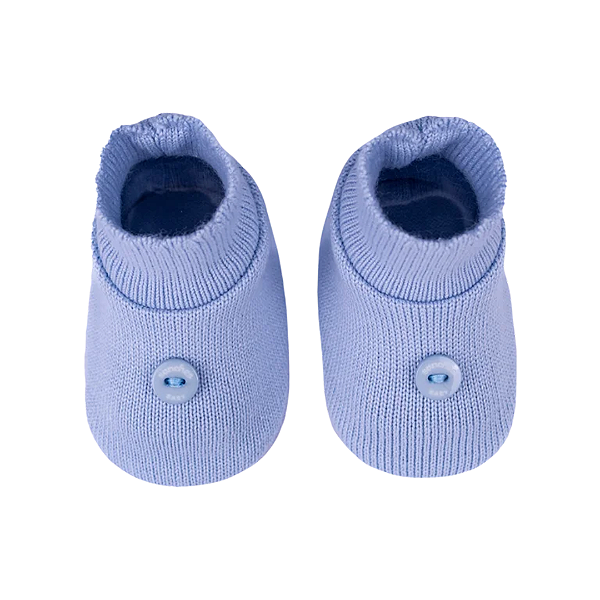 Sapato de Tricot Azul Celeste Liso - Sanches Baby
