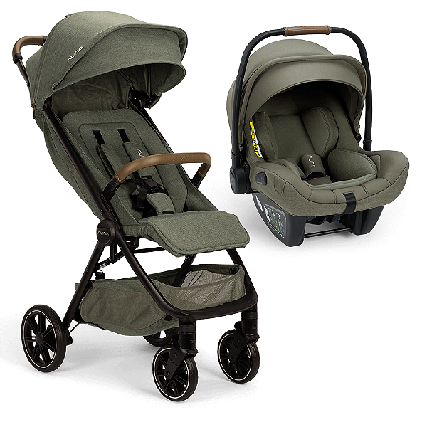 Kit Carrinho Nuna Trvl LX Verde Pine+ Bebê conforto Pipa Next Pine - Nuna