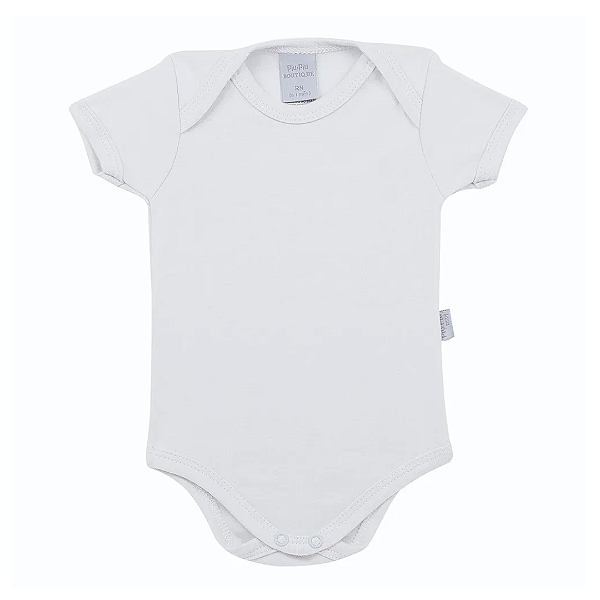 Body Manga Curta Suedine Prime Cotton Branco - Piu Piu