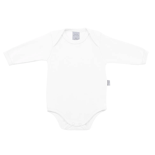 Body Manga Longa Suedine Prime Cotton Branco - Piu Piu