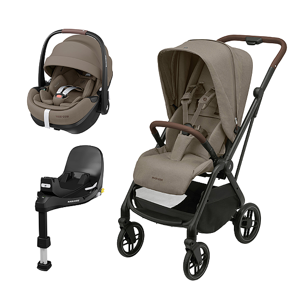 Travel System Carrinho Leona² Pebble Pro 360 Twillic Truffle - Maxi Cosi