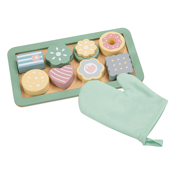 Brinquedo De Madeira Kit Bandeja De Bolos Com Luva - Bup Baby