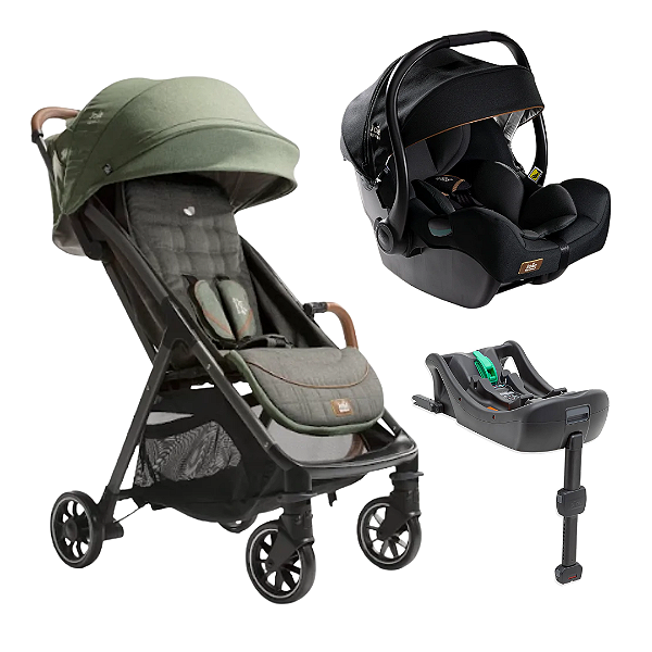 Trio Carrinho Parcel Pine, Bebê conforto i-Jemini e Base isofix - Joie