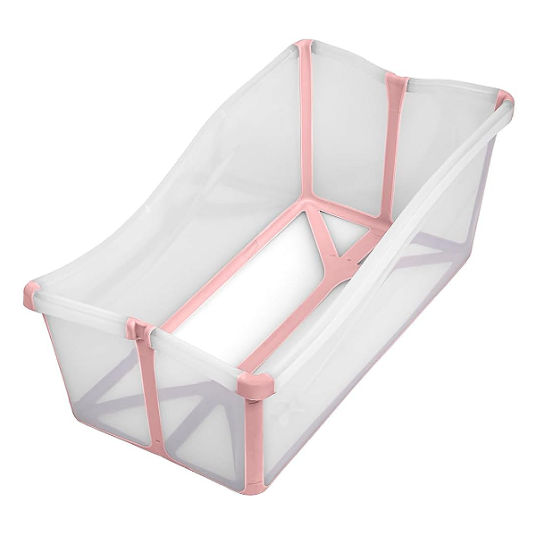 Banheira Portátil Dobrável Transparente Rosa - Buba