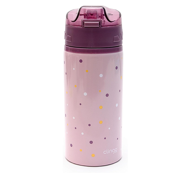 Garrafa em Alumínio Infantil Rosa com Bolinhas - Clingo