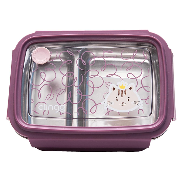 Bento Box Inox com Divisória Roxo Milky - Clingo