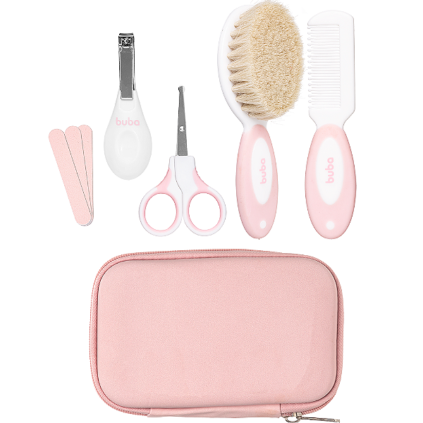 Kit Cuidados com Estojo Rosa com Cerdas Naturais - Buba