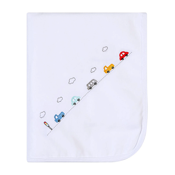 Manta de Suedine Forrada Bordada Carros Coloridos - Papi