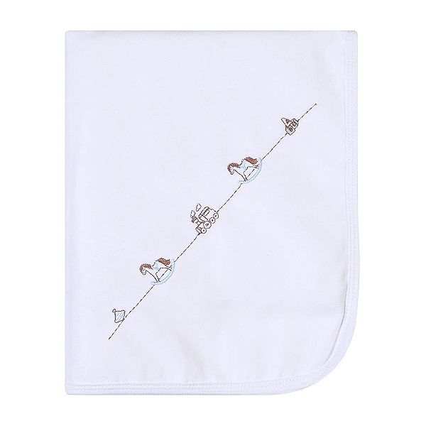 Manta de Suedine Forrada Bordada Cavalo de Madeira - Papi