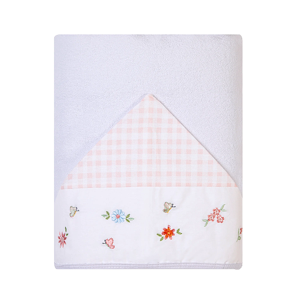 Toalha de Banho Atoalhada Forrada com Capuz Floralzinho 90cm X 80Cm - Papi