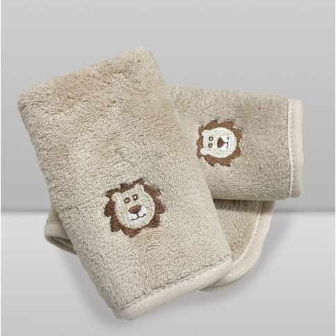 Kit Paninho de Boca Babitas Bordado Leão Bege - Laço Bebê