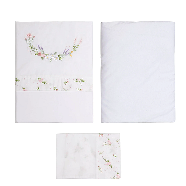 Jogo de Berço Mami Tamanho Americano 03 Peças Floral - Papi