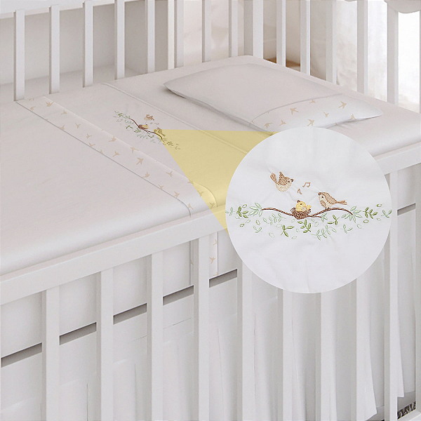 Jogo de Berço Mami Tamanho Americano 03 Peças Pássaros - Papi