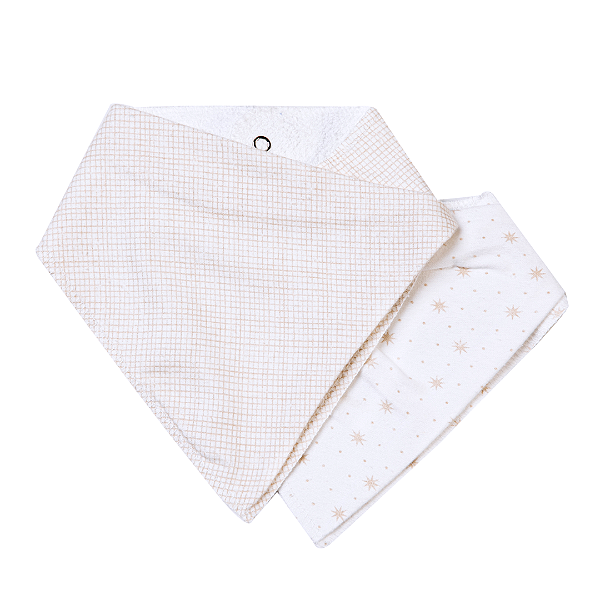 Babador Bandana Bordados Linho Bege 2 unid - Papi
