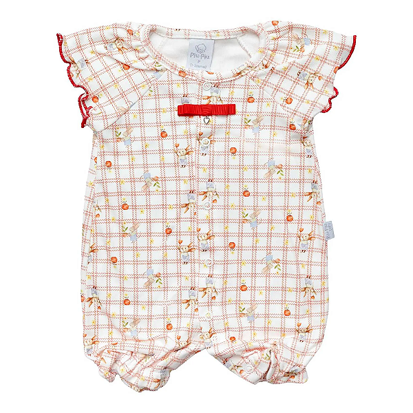 Macacão Curto Algodão Egípcio Xadrez Coelhinhos - Piu Piu