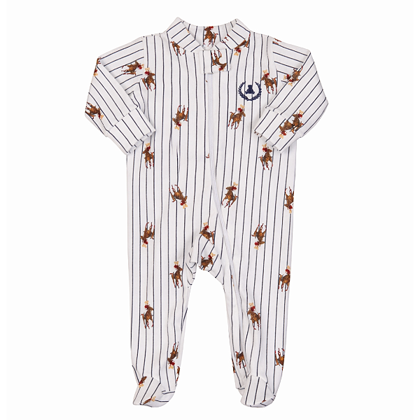 Macacão longo com zíper Listras e Cavalos - Coquelicot