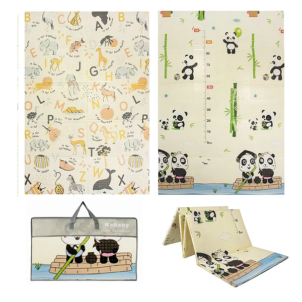 Tapete Infantil Atividades Dupla Face Emborrachado dobrável Creme - KaBaby