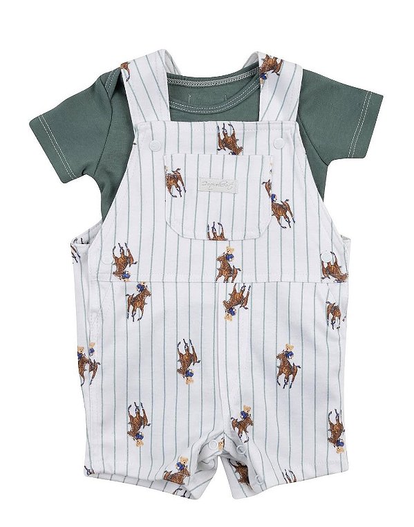 Jardineira 2 peças Verde Cavalos - Coquelicot