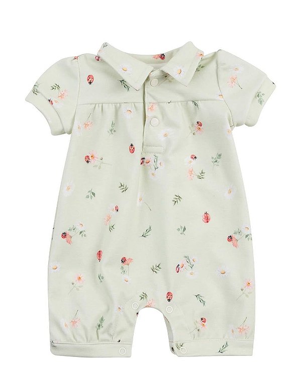 Macacão curto Romper Floral Verde claro - Coquelicot