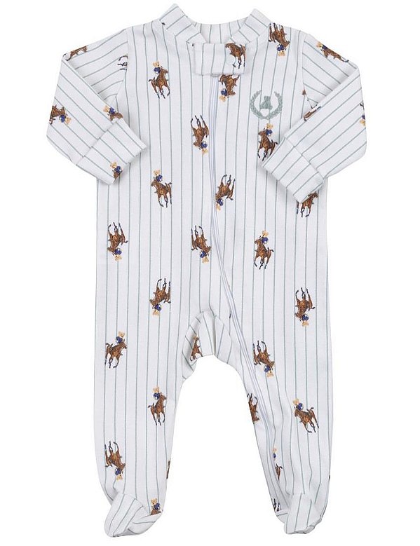 Macacão longo com zíper Cavalos detalhe em verde - Coquelicot