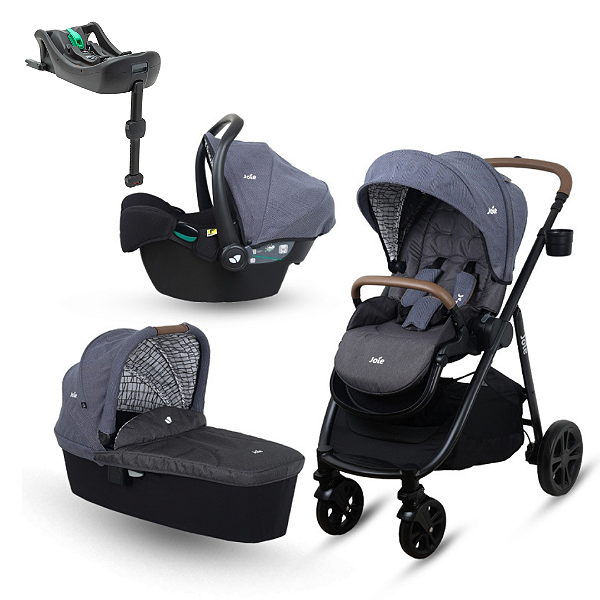 Combo Carrinho Versatrax E + Moisés + Bebê Conforto + Base Isofix - Coal - Joie