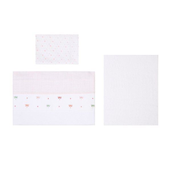 Jogo De Berço Bordados Libélula Tamanho Americano 03 Peças - Papi