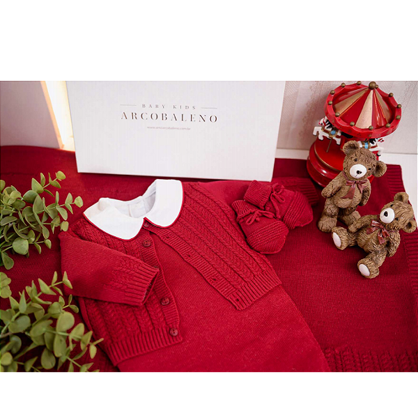 Saída Maternidade João Vitor Rubis Cereja 6 Peças Menina - Arcobaleno