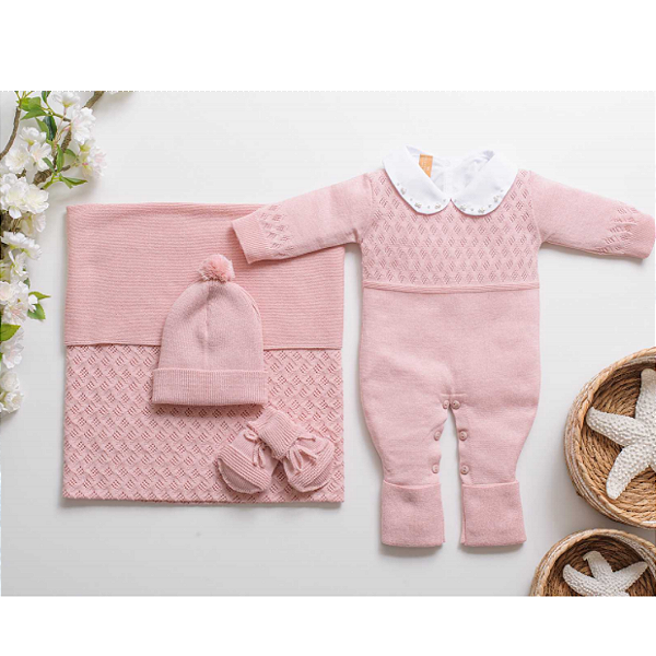 Saída Maternidade Vintage Dolce Rosa Pó 5 Peças - Arcobaleno