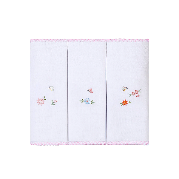 Paninho de Boca Bordados Floralzinho 3 Peças - Papi