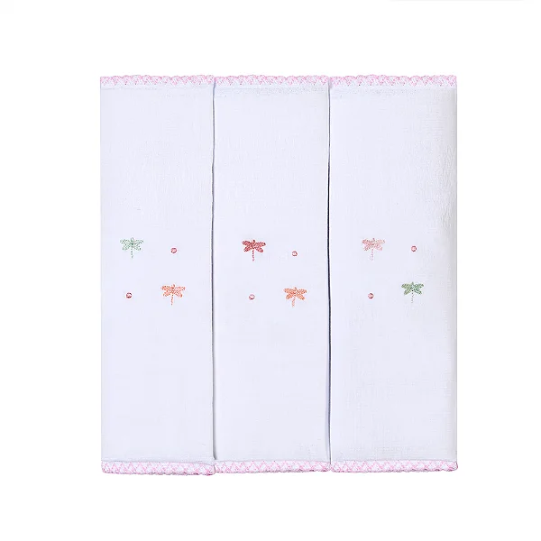 Paninho de Boca Bordados Libélulas 3 Peças - Papi