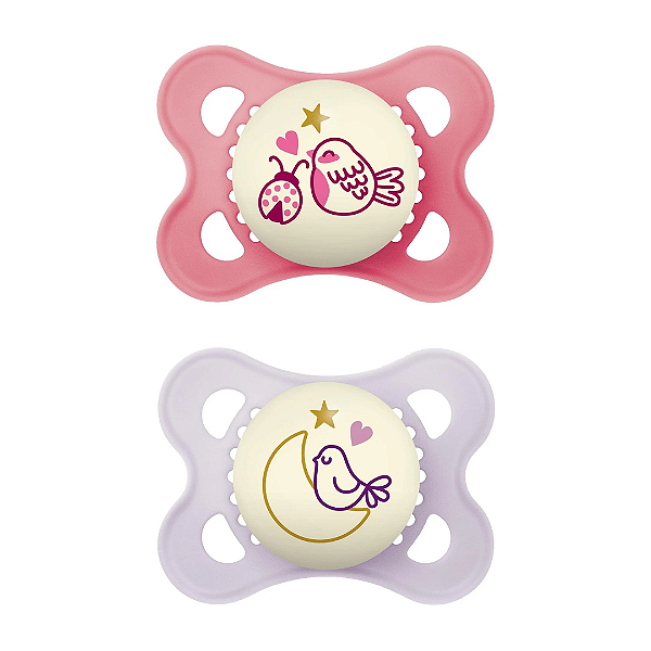 Chupeta MAM Original Night 0-6 meses Embalagem Dupla Rosa - Brilha no Escuro
