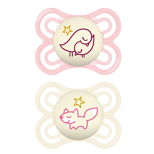 Chupeta MAM Perfect Night 0-6 meses Rosa Embalagem Dupla
