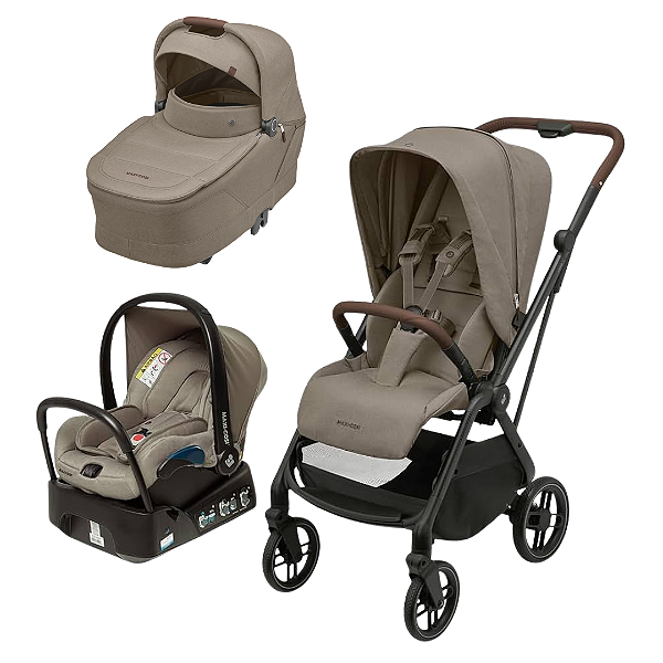 Trio Leona Twillic Truffle com Bebê conforto Citi + Moisés Sense - Maxi Cosi