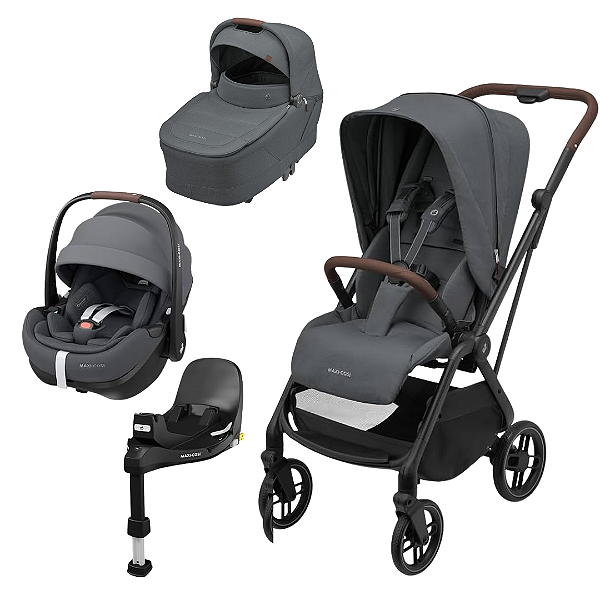 Trio Leona Twillic Graphite com Pebble Pro + Moisés - Maxi Cosi