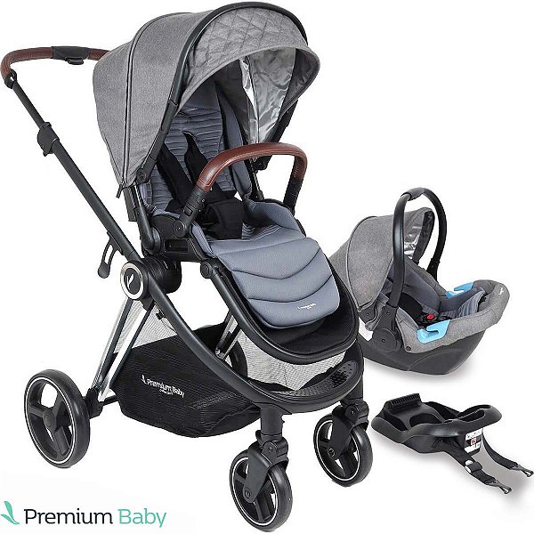 Carrinho Polux Trio Travel System Cinza Chrome - Premium Baby