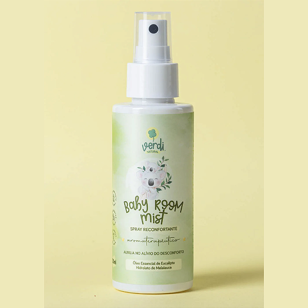 Baby Room Mist Spray Reconfortante Aromaterapêutico com Hidrolato de Melaleuca e Óleo Essencial de Eucalipto - Verdi Natural