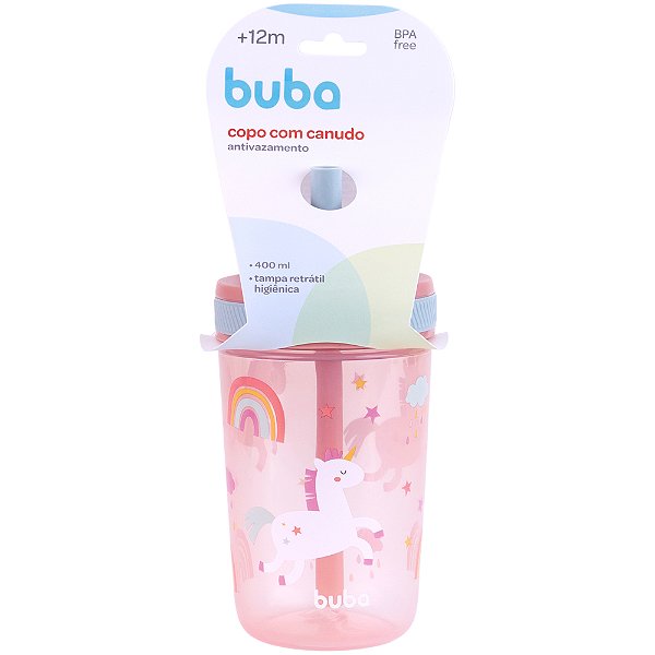 COPO COM CANUDO ANTIVAZAMENTO MAGIC UNICÓRNIO - BUBA