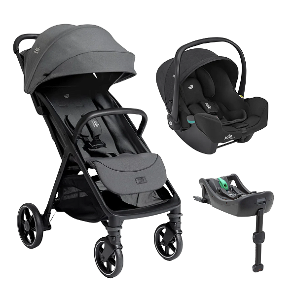 Trio Parcel LX Ebony com Bebê Conforto i-Snug e Base Isofix - Joie