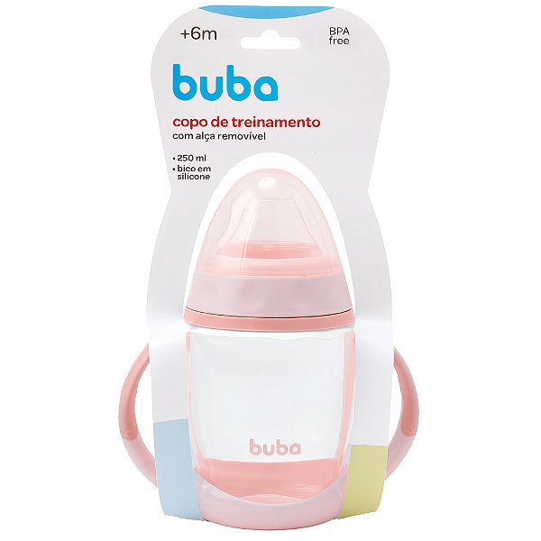 COPO COM ALÇA REMOVÍVEL ROSA 250 ML - BUBA