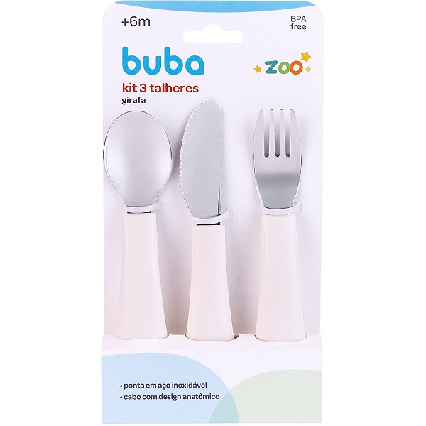Kit de 3 Talheres Buba Zoo Off White -Buba