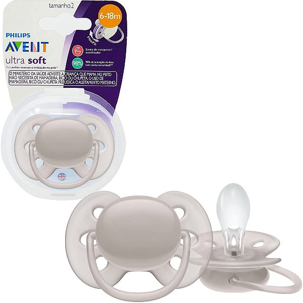 Chupeta Ultra Soft 6 à 18 meses Cinza - Avent