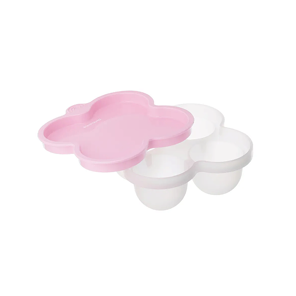Porta Papinha de Silicone com Tampa Rosa 240ml (6m+) - Pimpolho