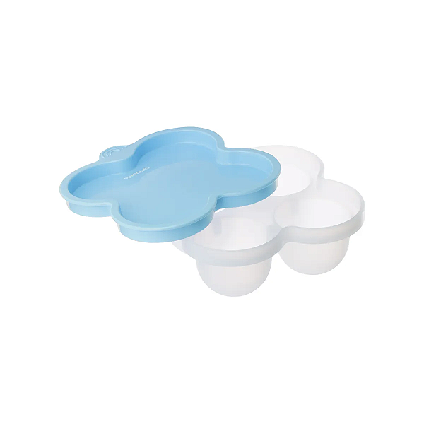 Porta Papinha de Silicone com Tampa Azul 240ml (6m+) - Pimpolho