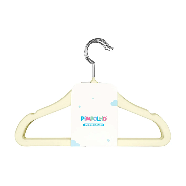 Kit Cabide De Veludo Pimpolho Infantil Com 5 Peças - Bege