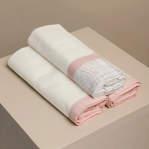 Cueiro Manta com Faixa Papi Encantos Flores do Amanhecer 80 Cm X 80 Cm - 03 Unidades