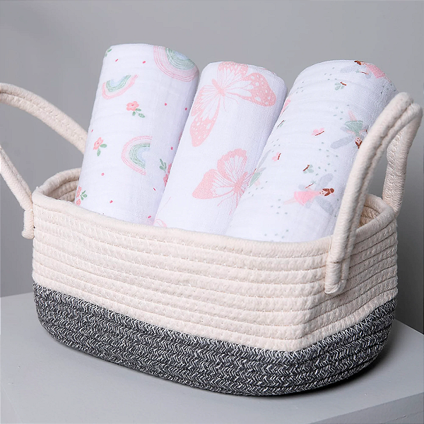 Cueiro Swaddle Papi Soft Estampado 80Cm X 80Cm Arco de Flores - 03 Unid