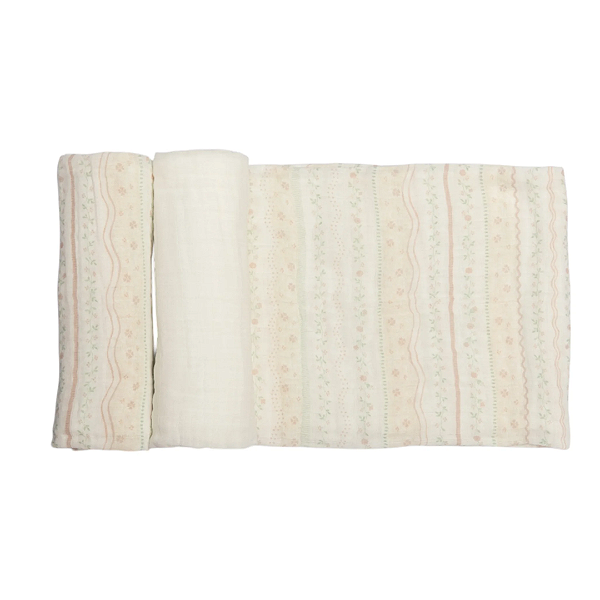 Cueiro Swaddle Soft com Bainha Papi Encantos - Flores do Amanhecer -85 Cm X 75 Cm - 03 Unidades
